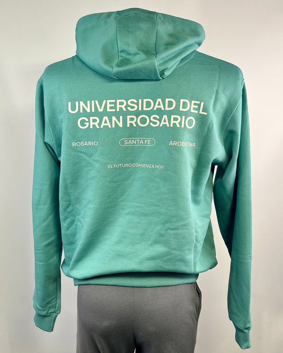 Buzo Canguro con capucha ESCUDO - VERDE CLARO