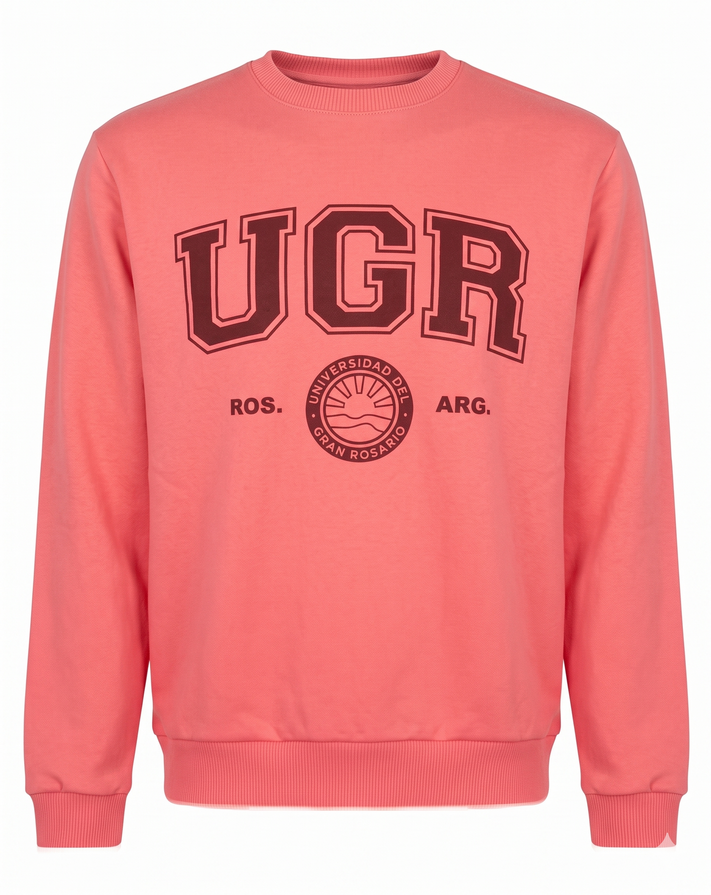 Buzo R sin capucha UNIV. ESCUDO - ROSA FUERTE