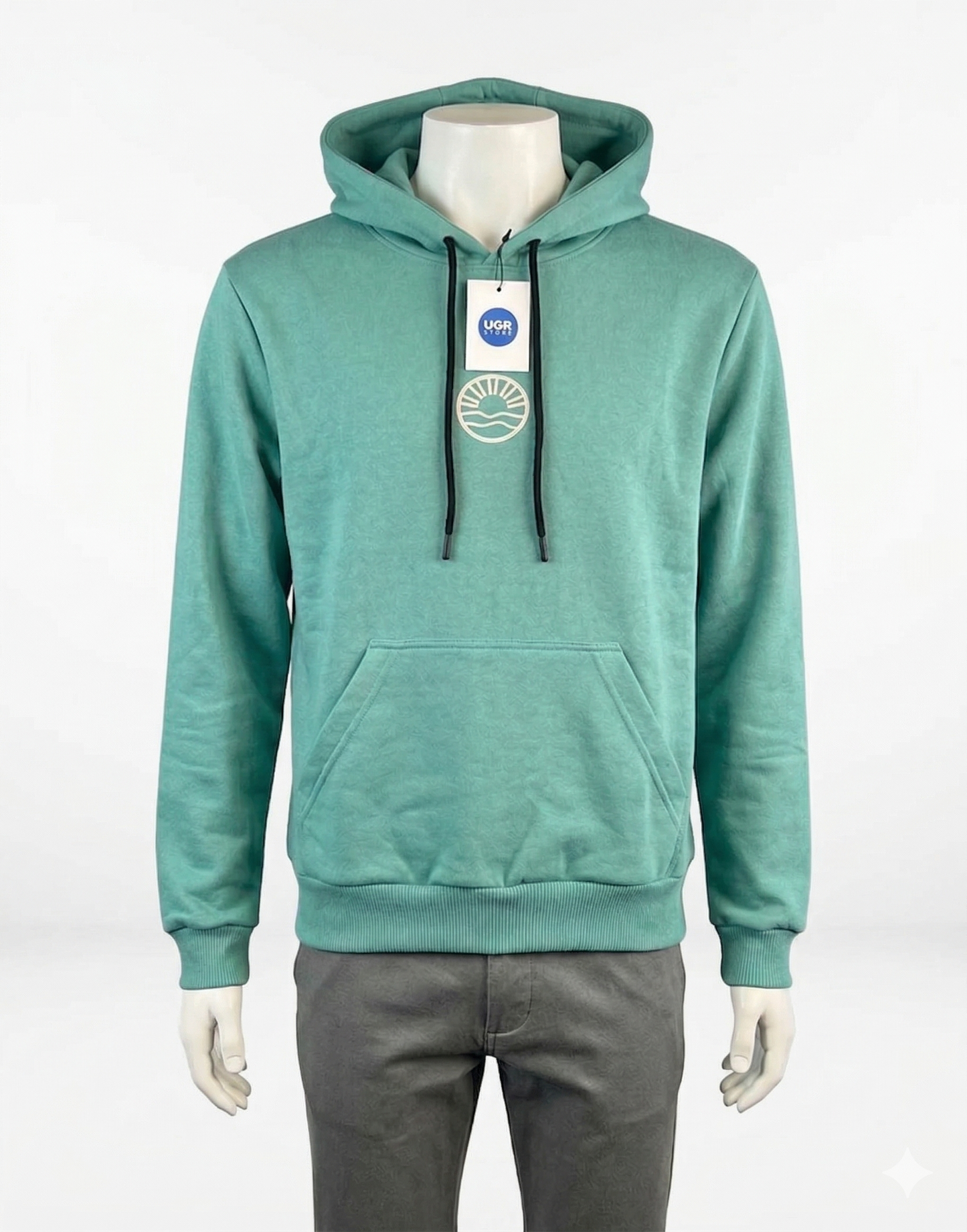 Buzo Canguro con capucha ESCUDO - VERDE CLARO