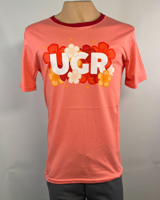 Remera UGR FLOWER POWER - ROSA C/BORDO